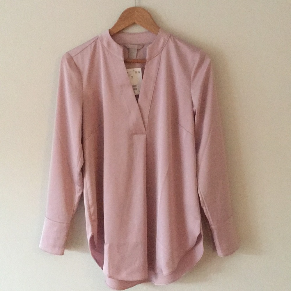 H&M blush satin blouse
